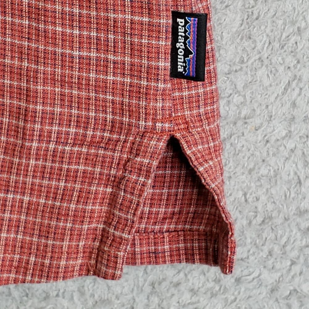 Patagonia Shirt Mens Size Medium Red Plaid Short Sleeve Button Up Hemp - Picture 6 of 12